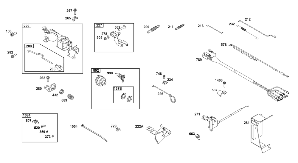 Controls Group Diagram and Parts List for 356447-0699-B5 200000 - 399999 Briggs and Stratton Engine
